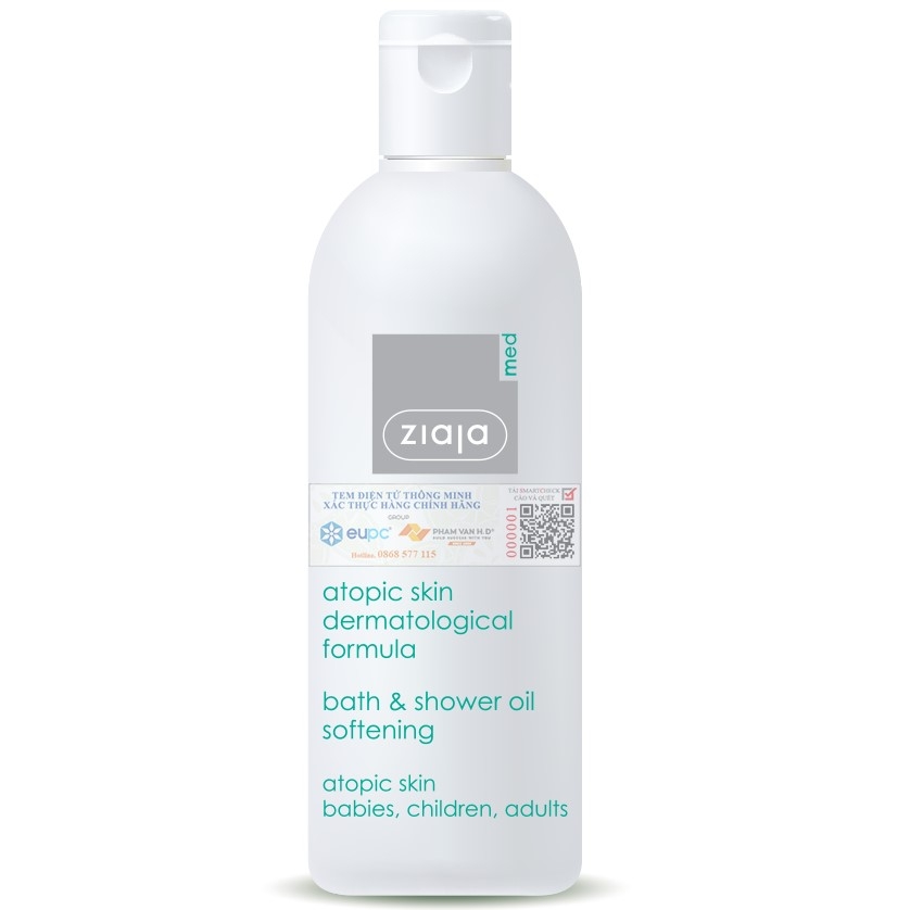 Dầu Tắm Mềm Mịn Da Ziaja Med Atopic Skin Dermatological Formula Bath & Shower Oil Softening 270ml
